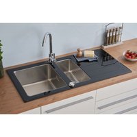 Küchenspüle Glas Einbauspüle Edelstahl Spüle 100 x 50 Schwarz Respekta New York von Respekta