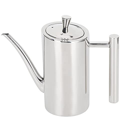 Resefinem Edelstahlöl Pot Pot Corrosion Resistant Resistant Ausbreiter Ausguss Spezielle Topfabdeckung mit Luftentlüftung Ergonomischer Griff Langes Düse für Heimki -Ki (Straight handle type-0.5L) von Respicefinem