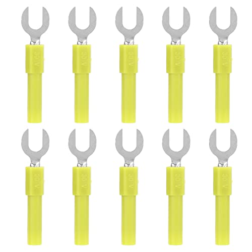 Resefinem -Fork -Spatendrahtanschlüsse Messing- und PVC -Material für elektronische Instrumente Industriegeräte Automobile und mehr mit 30 VAC 60 VDC -Spannung und 10 a maximaler (Gelb) von Respicefinem
