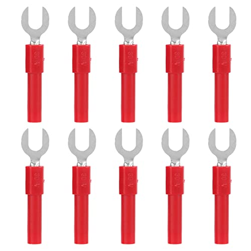 Resefinem -Fork -Spatendrahtanschlüsse Messing- und PVC -Material für elektronische Instrumente Industriegeräte Automobile und mehr mit 30 VAC 60 VDC -Spannung und 10 a maximaler (Rot) von Respicefinem