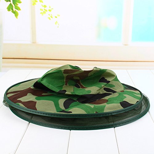 Resefinem Midge Mosquito Insektenhut Mesh Fishing Caps Kopfnetz Face Protektor Tarn Camping Kit Qualität Stoff Green Mesh Hut bequeme Passform hält fliegende Insekten faltbar von Respicefinem
