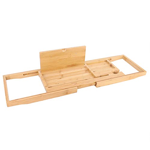Resefinem Multifunktionales, einziehbares Duschbad Badewannenschelf für EIN entspannendes Badeerlebnis aus Einer Länge von bis zu 90 cm/35,4 Zoll (Bambusfarbe) von Respicefinem