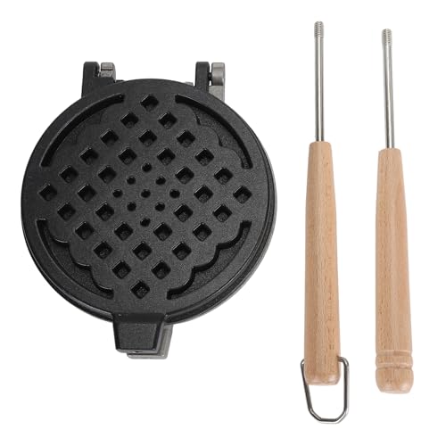 Resefinem Nicht -STIAK -Waffelhersteller Pan -Side -Sided Non -Stick mit abnehmbarem Griff ideal für die Heimverwendung, um Waffeln und Sandwiches Holzaluminiumlegiermaterial 36 x von Respicefinem