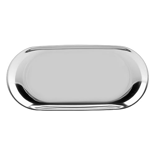Respice finem Edelstahl-Aufbewahrung behälter für Kosmetik-Schmuck-Kuchen platte im nordischen Stil, ideal für Büro-Schreibtische mit weichem Messing-Finish und gutem Glanz Silber (S) von Respicefinem