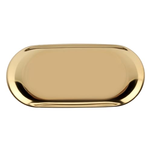 Respice finem Edelstahl-Aufbewahrung behälter für Kosmetik-Schmuck-Kuchen platte im nordischen Stil, ideal für Büro-Schreibtische mit weichem Messing-Finish und gutem Glanz Silber (S) von Respicefinem