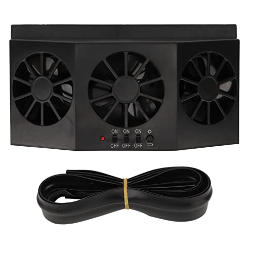 Respicefinem 15W Solar Powered Car Ventilator 3 Holes Vehicle Circulation Fan Premium ABS Material Expels Gases Keeps Doubles Cooling Easy To Install For Car Purification (Black) von Respicefinem