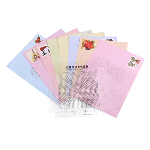 Respicefinem 8Pcs 16 Pattern DIY Release Drawing Locating Paper Quilling Tool Craft Decoration Set Ideal For Home Decoration And Gift Making With Both Sides Patterned Paper And von Respicefinem