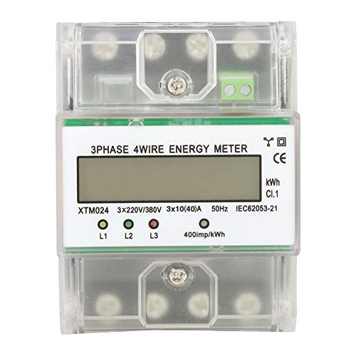 Respicefinem Digital LCD 3 Phasen 4 Draht DIN-Schiene Stromzähler bietet hohe und Stabilität für Unterzählersysteme mit 35 mm Standard DIN-Schieneninstallation 6 2 Ziffern Anzeige (10(40) A) von Respicefinem