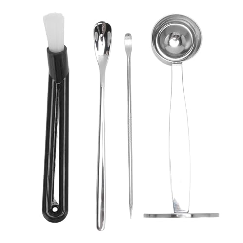 Respicefinem-Kaffee-Manipulation löffel Rühr löffel Kaffee-Kunst-Stift-Kaffee-Stopf-Kit mit Bürste Edelstahl rostfrei, einfach zu bedienen für Kaffee liebhaber 304 Stai von Respicefinem