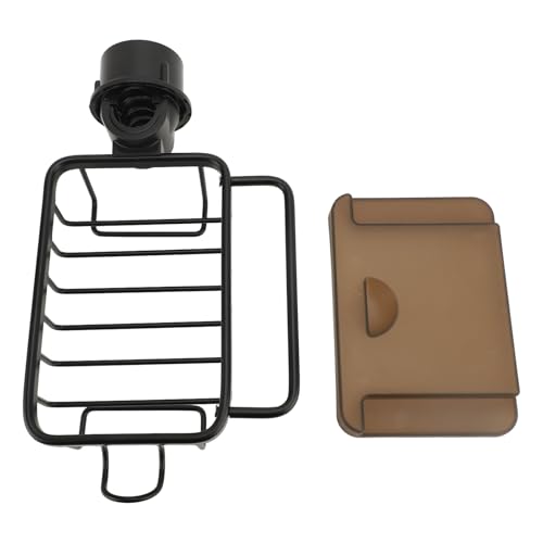 Respicefinem Küchenspüle Wasserhahn verdickter Aluminium Multifunktionsschwamm Halter mit hängenden Stangenhaken und Abflussschale ideal für Küchenraum Aluminiummaterial (Schwarz) von Respicefinem