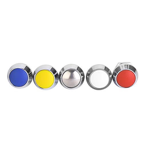 Respicefinem Schrauben-Reset 7×6×3 cm 5 Stück Druckknopf Metall 1 Nr. 12 mm 2 A 36 VDC mit 5 Stück Muttern Rot Gelb Blau Weiß Metallic Kompakt Einfach zu Installieren von Respicefinem