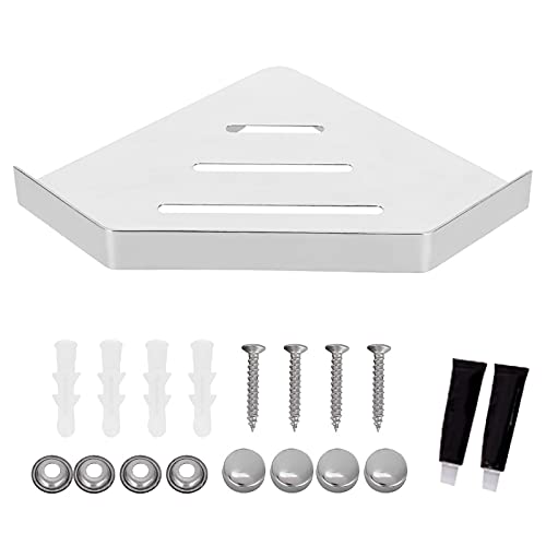 Respicefinem Wall Mounted Shower Corner Shelf Storage Rack Holder Container for Bathroom Stainless Steel Easy Assembly Edges Hollow Design Save S (No Punch-Free Model) von Respicefinem
