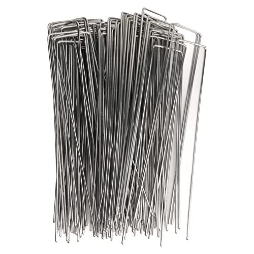 RespireFinem 100pcs U -förmige Garteneinsätze verzinkte Stahllandschaftsstifte Pins ideal für Feste Fixierung in der Terrasse Gartenbezogene Bett und Landschaftsprojekte (Roughness 2.5mm/0.10in) von Respicefinem