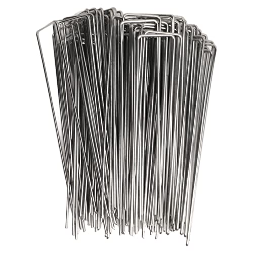 RespireFinem 100pcs U -förmige Garteneinsätze verzinkte Stahllandschaftsstifte Pins ideal für Feste Fixierung in der Terrasse Gartenbezogene Bett und Landschaftsprojekte (Roughness 3mm/0.12in) von Respicefinem
