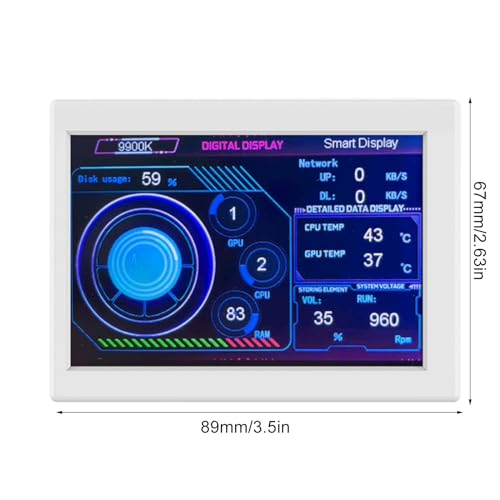 RespireFinem 3,5 -Zoll -IPS -Monitor -Anzeige für Computer CPU GPU -Überwachung Subbildschirm mit ABS Housing Support DIY -Themen -Bearbeitung und Software -Upgrade ideal für Tech (Weiß) von Respicefinem