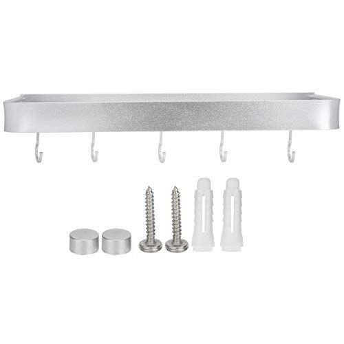 RespireFinem Badezimmerregal Wandhalterungsraum Aluminium Dusche einschicht einschild Shampoo Lagerregal 50 cm Rohstoffschelf mit Hängsstange und Haken für Badezimmer Küchencafé (50cm with Hook) von Respicefinem
