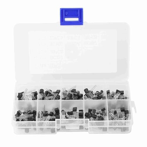 Transistor Sortiment Set 200 Stück in 10 Werten NPN und PNP Typen für Heimwerker Elektronikprofis und Leiterplatten Steckplatinen Projekte mit TO92 Gehäuse inklusive BC7 BC558 Tran von Respicefinem