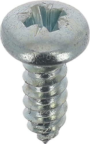 Blechschrauben, Edelstahl, A4, zylindrisch, gewölbt, Pozidrive, 4,8 mm x 13 mm, DIN 7981, Zink, Weiß, 40 Stück von Restagraf