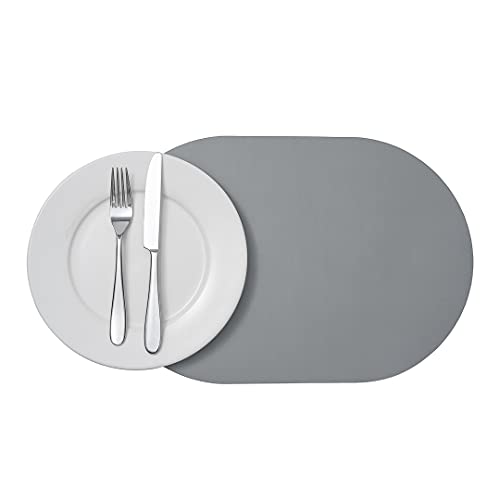 Ovale graue Vinyl-Tischsets – geprägt, 40,6 x 30,5 cm – Box mit 6 Zählen – Restauranware von Restaurantware
