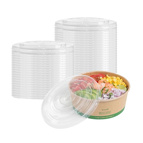 Restaurantware Deckel nur transparente Kunststoffdeckel, 200 Stück, für 1,4 l Lebensmittelbehälter, Einwegbehälter, zum Herausnehmen, fest sitzend, leicht zu öffnende Lasche, langlebig, 18,5 cm von Restaurantware