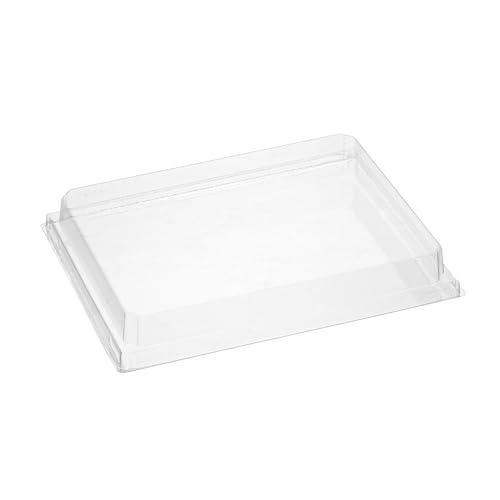 Restaurantware Kunststoffdeckel für Bento-Boxen, 100 Stück, passend für 16,3 x 11,9 cm große Holzbehälter, transparentes Kuppeldesign, sichere Passform, rechteckige Deckel für Lunchboxen im von Restaurantware