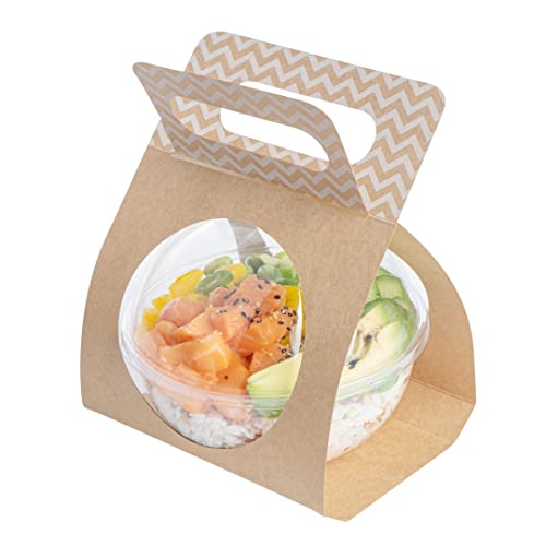 Restaurantware Thermo Tek Lebensmittelbehälter, 50 x 15 cm, 50 Chevron-Muster, Einwegbehälter, für 600 ml Behälter, Kraftpapier-Kugel-Behälter, Behälter separat erhältlich von Restaurantware