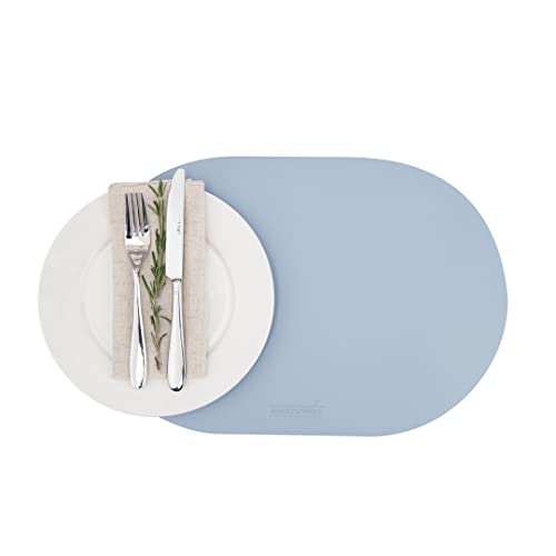 Restaurantware Tischset, oval, hellblau, Vinyl, geprägt, 44 x 30 cm, 6 Stück von Restaurantware