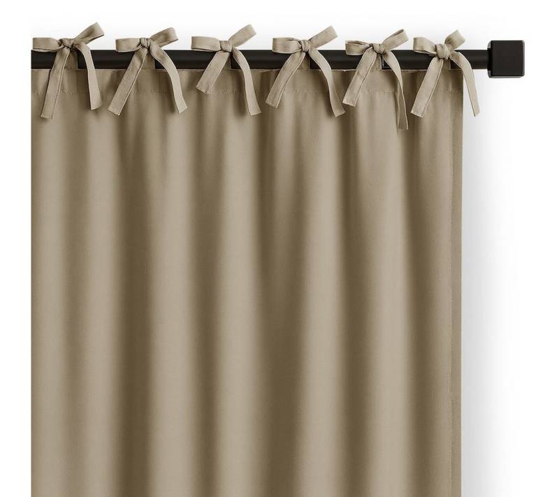 Restilo Gardine Gardine Vorhang Bindeband Einfarbig Verdunkelnd (1 St), Bindebänder, verdunkelnd, Polyestertextilien von Restilo