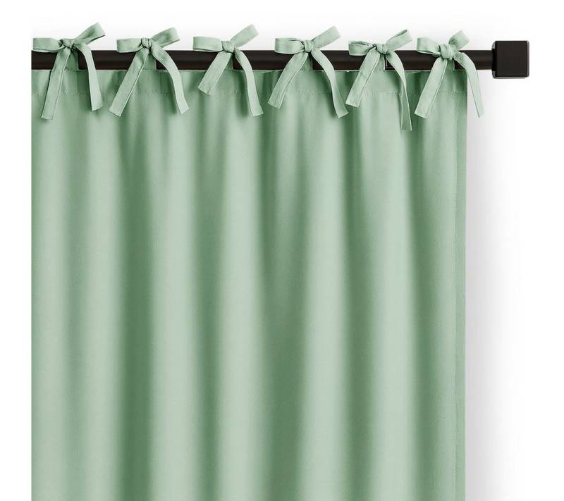 Restilo Gardine Gardine Vorhang Bindeband Einfarbig Verdunkelnd (1 St), Bindebänder, verdunkelnd, Polyestertextilien von Restilo