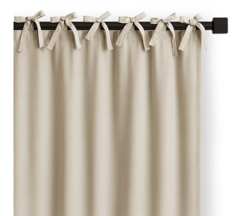Restilo Gardine Gardine Vorhang Bindeband Einfarbig Verdunkelnd (1 St), Bindebänder, verdunkelnd, Polyestertextilien von Restilo