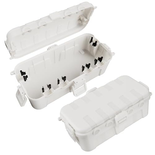 【2er Set】RESTMO Medium wasserdichte Kabelbox für den Außenbereich, IP54 wasserdicht, Ideal zum Schutz von Verlängerungskabeln, Steckdosenleisten und Winkelsteckern(29cm×13,2cm×10)-Weiß von Restmo