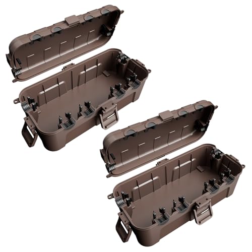 【2er Set】RESTMO Medium wasserdichte Kabelbox für den Außenbereich, IP54 wasserdicht, Wetterfeste Kabelbox, Schutz von Verlängerungskabeln, Steckdosenleisten und Winkelsteckern(29cm×13,2cm×10)-Braun von Restmo