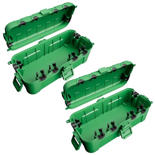 【2er Set】 RESTMO Medium wasserdichte Kabelbox für den Außenbereich, IP54 wasserdicht, Wetterfeste Kabelbox, Schutz von Verlängerungskabeln, Steckdosenleisten und Winkelsteckern(29cm×13,2cm×10)-Grün von Restmo