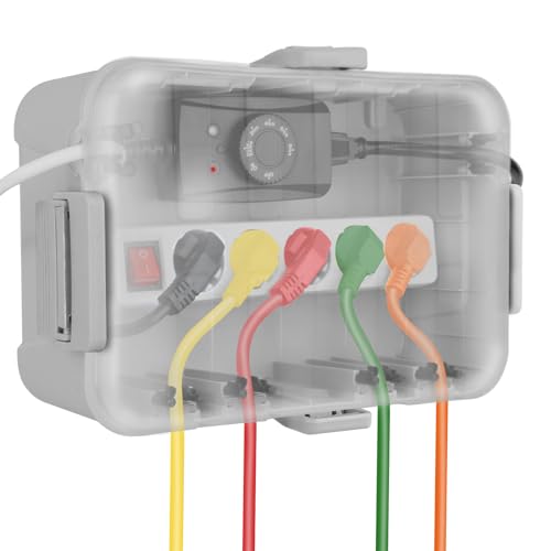 RESTMO Extra Große Kabelbox Wasserdicht, IP54 Outdoor Kabel Safe Box (32 x 22 x 13 cm), Transparenter Deckel Wetterfeste Elektrobox, Steckerschutz aussen Wasserdicht, Schutzbox für Steckdosenleiste von Restmo