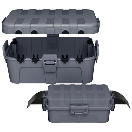 Restmo 【2er Set】 große wasserdichte Kabelbox für den Außenbereich(32x22x13cm), gebündelt mit eine kleine Kabelbox mit abnehmbaren Schildabdeckungen(20,5x12,5x8cm) für Kabel, Zeitschaltuhr, Grau von Restmo