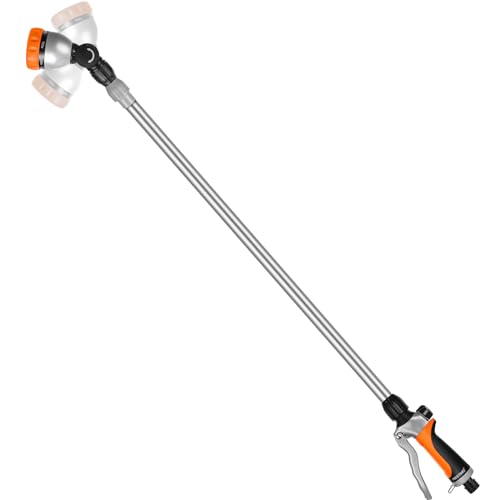 Restmo Langer Teleskop Gießstab 92-152 cm, Lang Gartenbrause Metall mit 180° schwenkbaren Kopf, 7 Sprühmustern, Durchflusskontrolle, Bewässerung Zauberstab zum Blumenampeln und Sträucher, Orange Restmo Langer Teleskop Gießstab 92-152 cm, Lang Gartenbrause Metall mit 180° schwenkbaren Kopf, 7 Sprühmustern, Durchflusskontrolle, Bewässerung Zauberstab zum Blumenampeln und Sträucher, Orange von Restmo