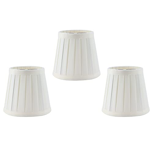Restokki Lampenschirme 3 STÜCKE E14 Clip On Lampenschirm Elfenbein Plissee Lampenschirm Kronleuchter Stoff Lampenschirm Kandelaber Birne Lampenschirm Ersatz von Restokki