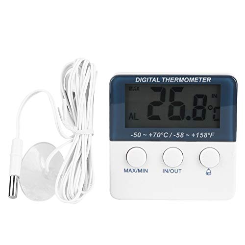 Restokki Elektronisches Digitales Alarmthermometer Mit LCD Display Für Den Innen Und Außenbereich, Temperaturüberwachungsanzeige Mit Sonde von Restokki