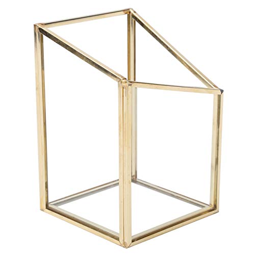 Restokki Geometrischer Glasbehälter, Goldern Tabletop Geometrischer Terrarium Blumentopf Pflanzgefäß Vase Schüssel Display Box für Home Office Tabletop Decor von Restokki