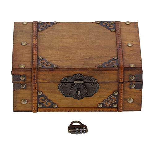 Restokki Holz Aufbewahrungskoffer Koffer, dekorative kleine Holzkiste mit Deckel Dekoration Truhenkasten Koffer Halter Organizer von Restokki