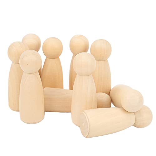Restokki Holz Peg Puppe DIY 10 Pcs 75mm Sicher 3,0 in Handwerk Holz Puppen Entwicklung HandsOn Fähigkeiten Spielzeug (75MM girl) von Restokki