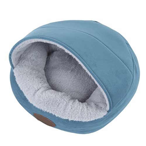 Restokki Muschelform Haustiernest Weicher und bequemer Plüsch Kleine Hunde Winterw?rme Halbgeschlossenes Haustier Katzenbett[Blau] von Restokki