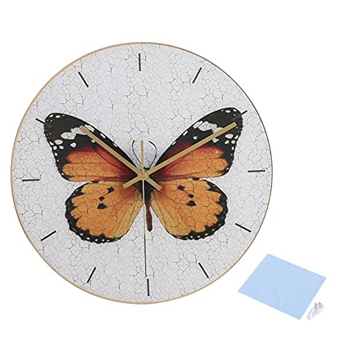 Restokki Wanduhr mit Schmetterlings-Rissmuster, UV-Bedruckt, tickt Nicht, für Zuhause, Büro, Bar Restokki Wanduhr mit Schmetterlings-Rissmuster, UV-Bedruckt, tickt Nicht, für Zuhause, Büro, Bar von Restokki