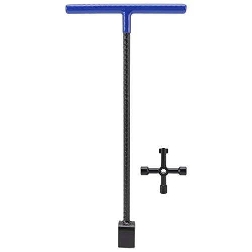 Restokki Wassermesser Schlüsselschlüsselstahl T -Griff 4 -Wege -Dienstprogramm -Werkzeug für Ventilarmäuren Zuhause (Blue) von Restokki