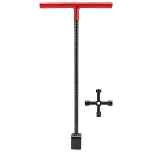 Restokki Wassermesser Schlüsselschlüsselstahl T -Griff 4 -Wege -Dienstprogramm -Werkzeug für Ventilarmäuren Zuhause (Red) von Restokki