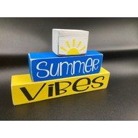 Summer Vibes - Holzstapelblöcke, Sommerdekor von RestoredRootsDesign