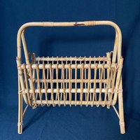 Franco Albini Stil Rattan Bambus Zeitungsständer, Frankreich, 1950Er Jahre/Vintage Zeitungsständer Retro von RestoreeVvintage