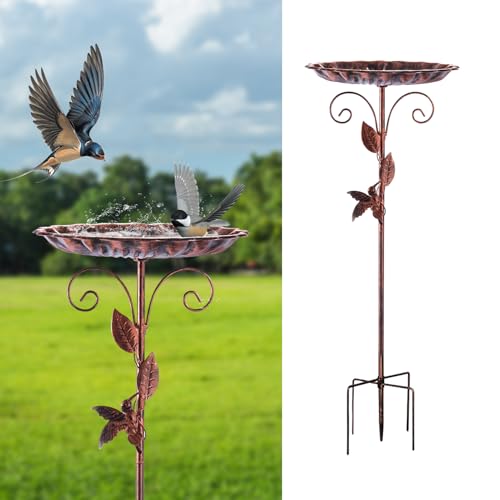 Restorgan Vogelbad für den Garten,Vogeltränke Stehend,35In Metall Vintage Freistehendes Vogelbad mit Stabiler 5-Zinken-Basis,Vogeltränke Groß Frostsicher Winterfest Vogeltränke (Antike Bronze) von Restorgan