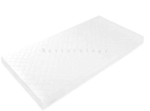 Restorology Matratze für Babybett, atmungsaktiv, extra dick und superweich, antiallergen und wasserdicht, mit abnehmbarem, waschbarem Bezug, hergestellt in Großbritannien, Größe (80 x 50 x 5 cm) von Restorology