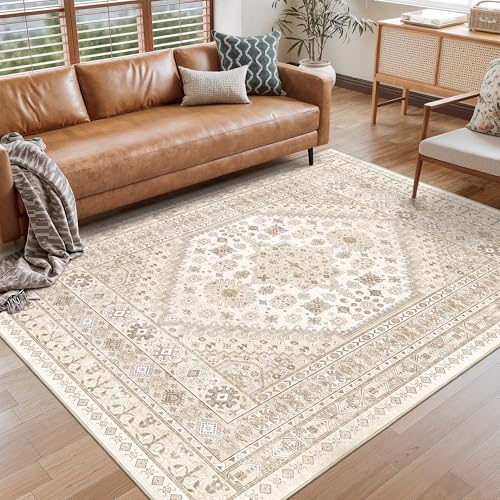 Restydon Area Rugs 12,7 x 17,8 cm, ultradünne, waschbare Teppiche für Wohnzimmer, rutschfeste Unterseite, für Schlafzimmer, weiches Blumenmuster, Vintage, Heimdekoration, Teppich für Esszimmer (Creme Restydon Area Rugs 12,7 x 17,8 cm, ultradünne, waschbare Teppiche für Wohnzimmer, rutschfeste Unterseite, für Schlafzimmer, weiches Blumenmuster, Vintage, Heimdekoration, Teppich für Esszimmer (Creme von Restydon